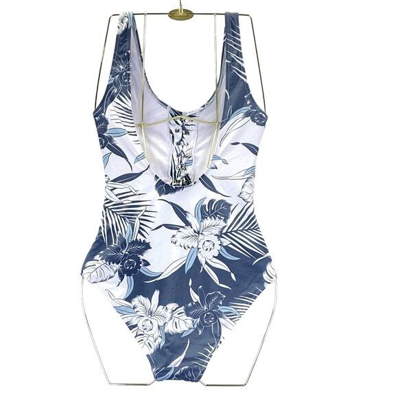 Rhythm Honolulu Tropical Print Swimsuit One Piece Womens M Malibu Blue Hawaiian - Picture 4 of 10